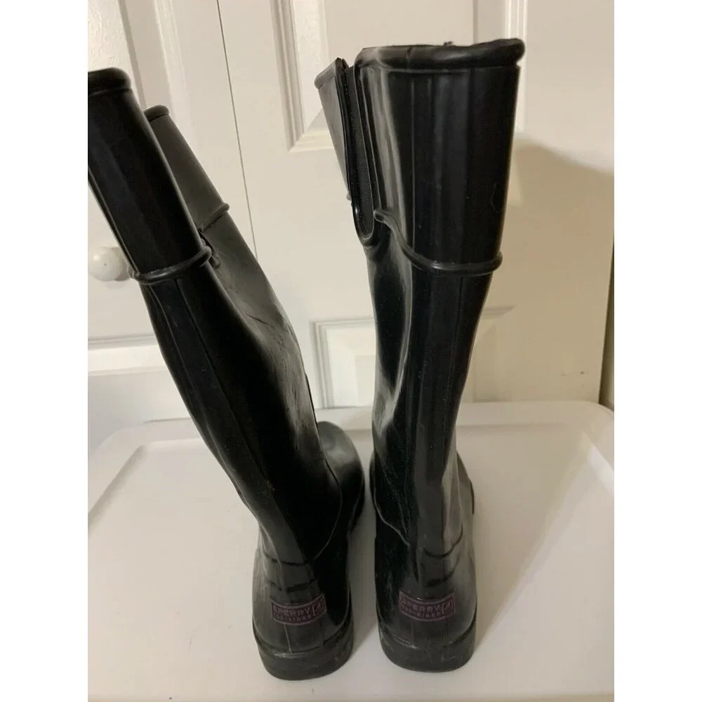 Sperry Top Siders Women's Size 6 Black Rain Rubber Outdoor‎ Boots Style 9852450